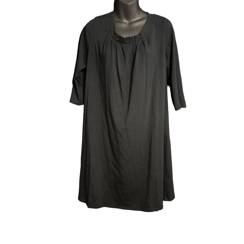 J. Jill Pure Jill J.Jill Dress Womens Large Black Sheath Pleated Neck Relaxed 3/